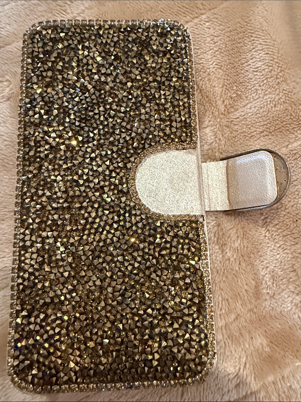 Glitter Rhinestone Wallet I-Phone 7 Plus Case - Gold - Picture 6 of 8